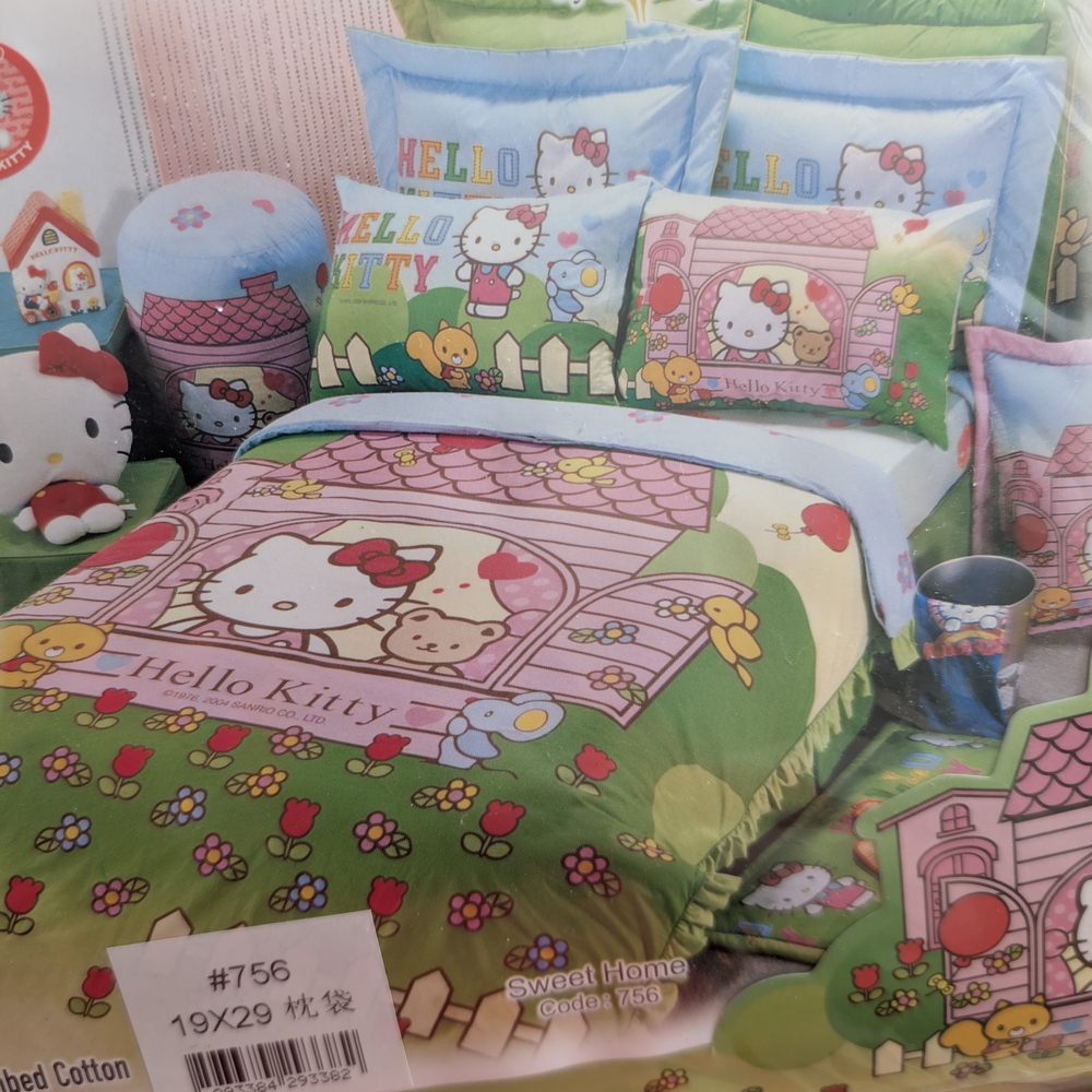 Hello Kitty Bedding Set Sheet Duvet - Green and Pink